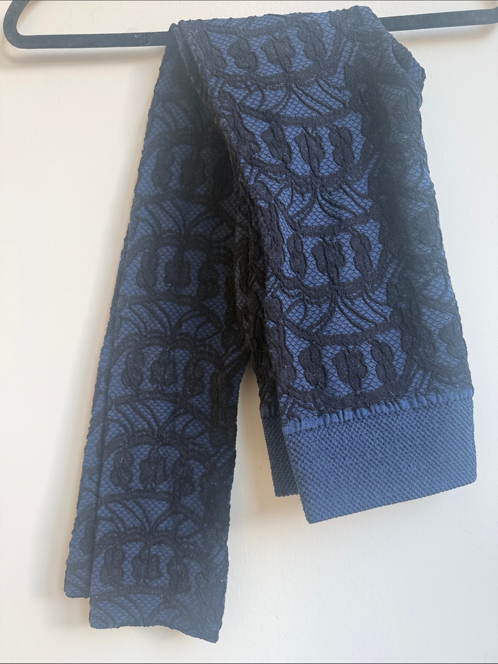 Lace-Overlay Navy Blue Leggings for Women